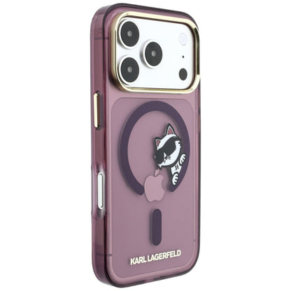 MagSafe Case for Apple iPhone 18 Pro Max / 17 Pro Max, Karl Lagerfeld, IML Peekaboo Print and Metal Frame, Burgundy