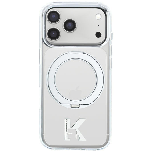 MagSafe ovitek za Apple iPhone 18 Pro Max / 17 Pro Max, Karl Lagerfeld, IML Ring Stand Kameo Metal, Prozoren