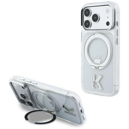 MagSafe ovitek za Apple iPhone 18 Pro Max / 17 Pro Max, Karl Lagerfeld, IML Ring Stand Kameo Metal, Prozoren