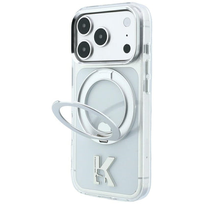 MagSafe ovitek za Apple iPhone 18 Pro Max / 17 Pro Max, Karl Lagerfeld, IML Ring Stand Kameo Metal, Prozoren