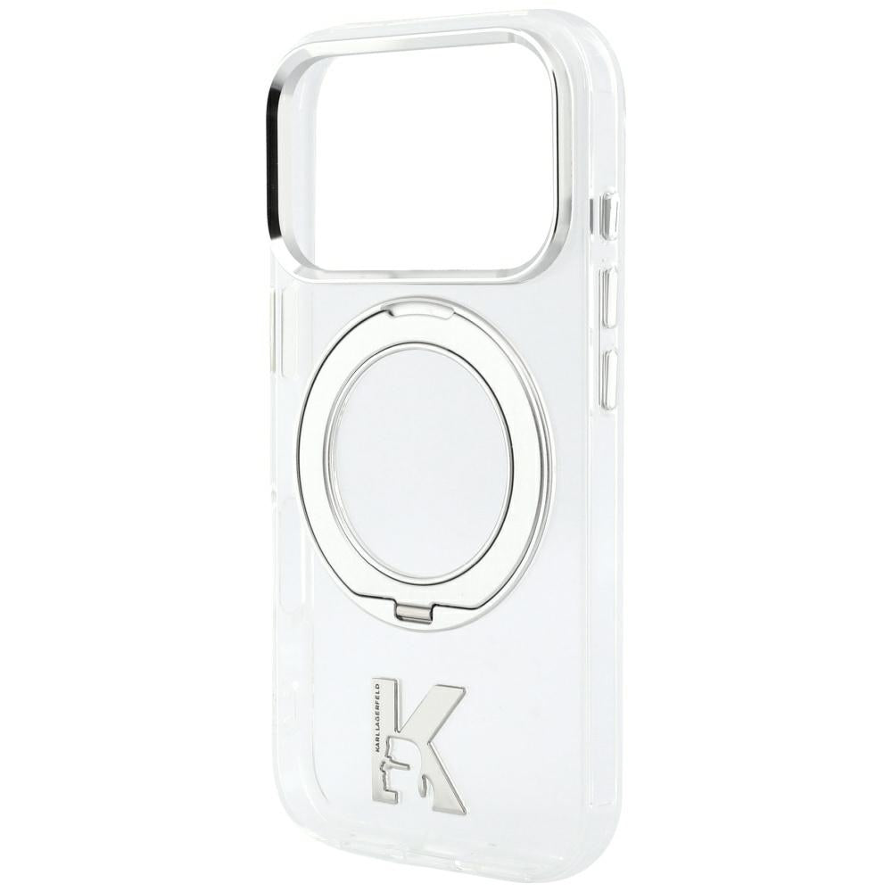 MagSafe ovitek za Apple iPhone 18 Pro Max / 17 Pro Max, Karl Lagerfeld, IML Ring Stand Kameo Metal, Prozoren