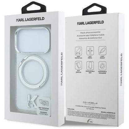 MagSafe ovitek za Apple iPhone 18 Pro Max / 17 Pro Max, Karl Lagerfeld, IML Ring Stand Kameo Metal, Prozoren
