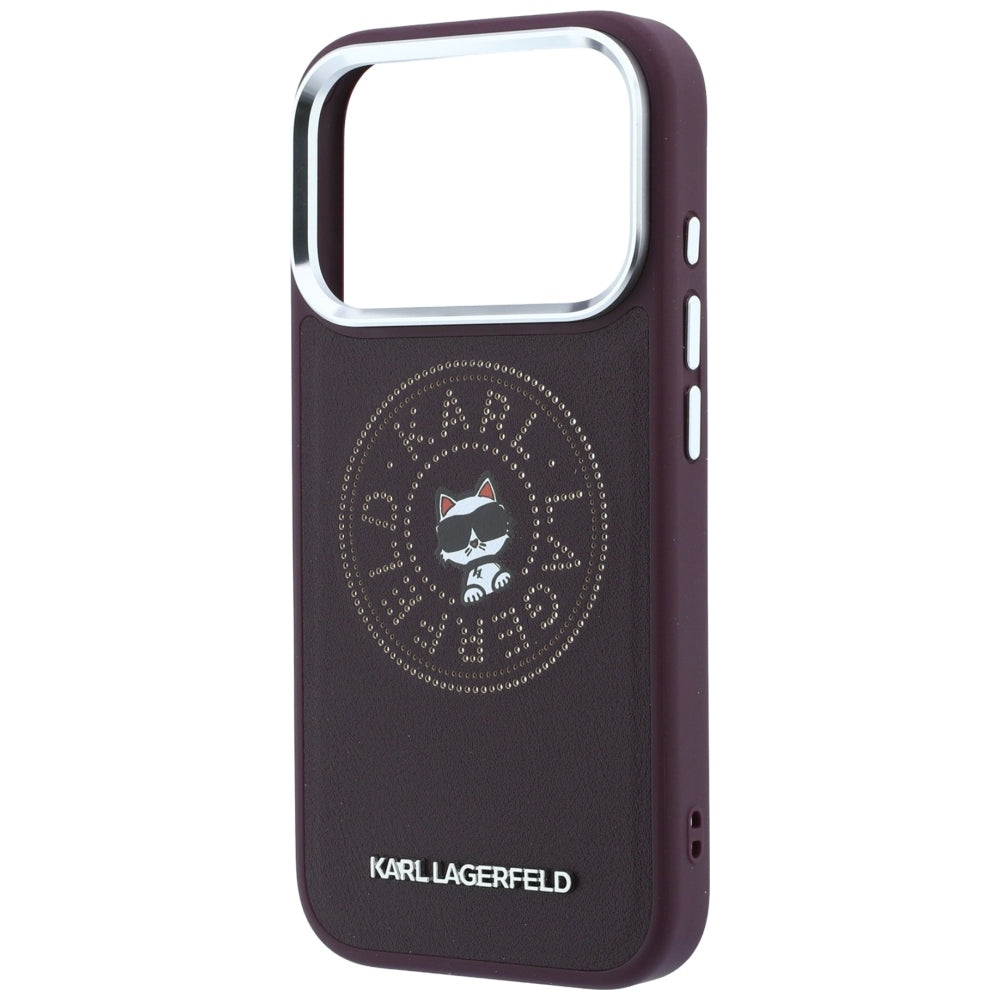 MagSafe Case for Apple iPhone 18 Pro Max / 17 Pro Max, Karl Lagerfeld, Point and Choupette Sketch, Burgundy