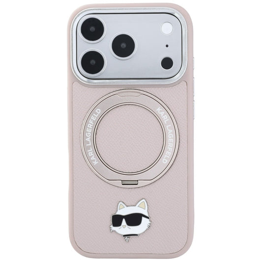 MagSafe ovitek za Apple iPhone 18 Pro Max / 17 Pro Max, Karl Lagerfeld, Ring Stand 360 Choupette Pin, roza