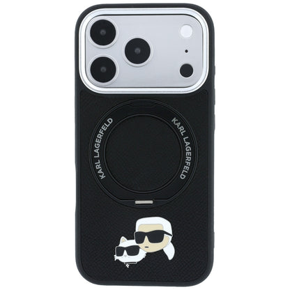 MagSafe ovitek za Apple iPhone 18 Pro Max / 17 Pro Max, Karl Lagerfeld, Ring Stand 360 Karl & Choupette Pin, Črn