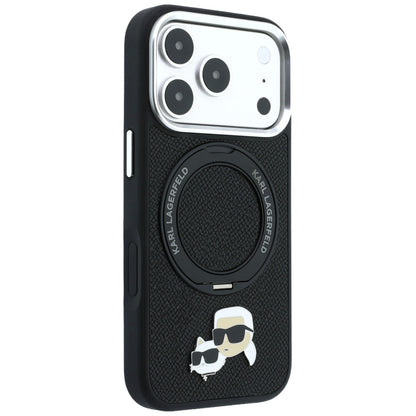 MagSafe ovitek za Apple iPhone 18 Pro Max / 17 Pro Max, Karl Lagerfeld, Ring Stand 360 Karl & Choupette Pin, Črn