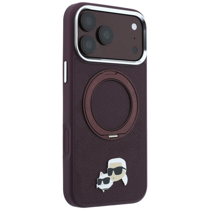 MagSafe ovitek za Apple iPhone 18 Pro Max / 17 Pro Max, Karl Lagerfeld, Ring Stand 360 Karl & Choupette Pin, bordo rdečega odtenka