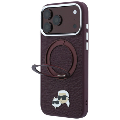 MagSafe ovitek za Apple iPhone 18 Pro Max / 17 Pro Max, Karl Lagerfeld, Ring Stand 360 Karl & Choupette Pin, bordo rdečega odtenka