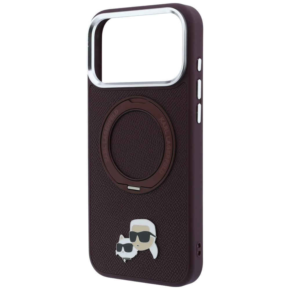 MagSafe ovitek za Apple iPhone 18 Pro Max / 17 Pro Max, Karl Lagerfeld, Ring Stand 360 Karl & Choupette Pin, bordo rdečega odtenka