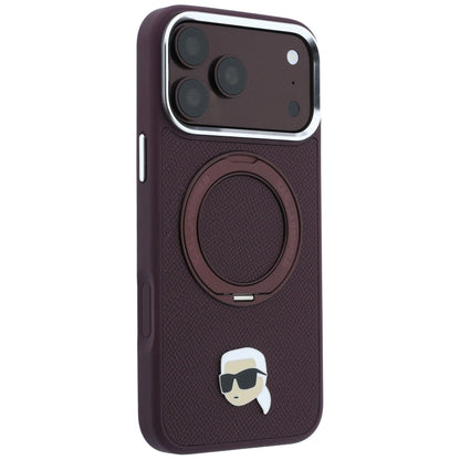 MagSafe Case for Apple iPhone 18 Pro Max / 17 Pro Max, Karl Lagerfeld, Ring Stand 360 Karl Pin, Burgundy