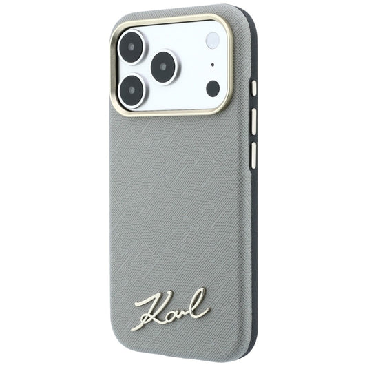 Ovitek MagSafe za Apple iPhone 18 Pro Max / 17 Pro Max, Karl Lagerfeld, Saffiano Small Script Metal Logo, Bež