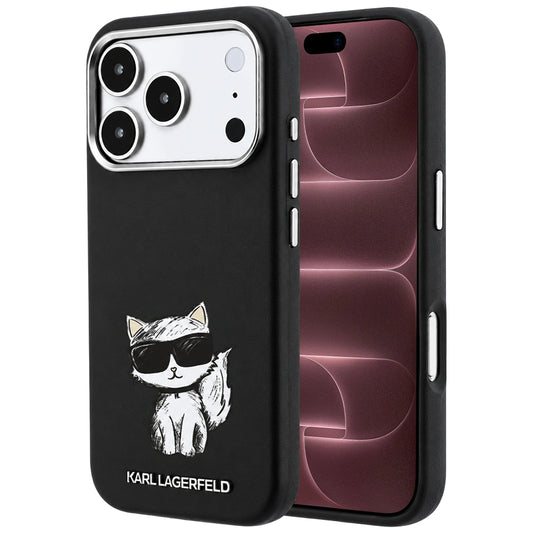 MagSafe ovitek za Apple iPhone 18 Pro Max / 17 Pro Max, Karl Lagerfeld, Smooth Choupette Sketch, Črn