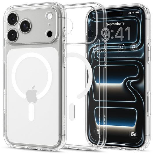 MagSafe ovitek za Apple iPhone 18 Pro Max / 17 Pro Max, Spigen, Ultra Hybrid, prozoren bel ACS12118