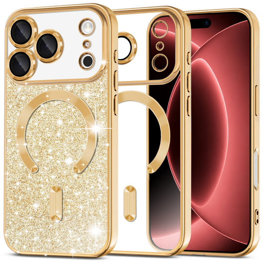 MagSafe ovitek za Apple iPhone 18 Pro Max / 17 Pro Max, Techsuit, Luxury Glitter, Zlata