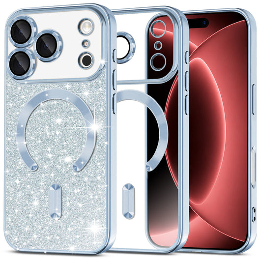 MagSafe ovitek za Apple iPhone 18 Pro Max / 17 Pro Max, Techsuit, Luxury Glitter, Bleu