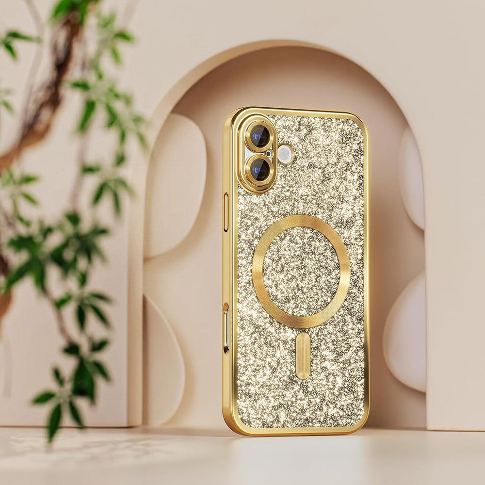 MagSafe ovitek za Apple iPhone 18 Pro Max / 17 Pro Max, Techsuit, Luxury Glitter, Temno vijolična
