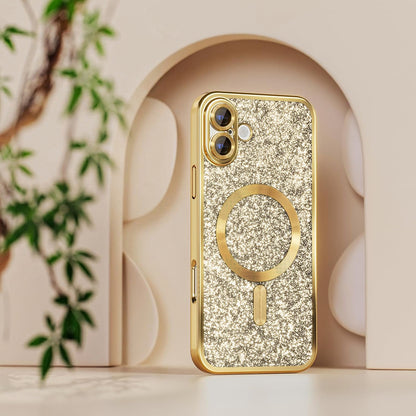 Ovitek MagSafe za Apple iPhone 18 Pro Max / 17 Pro Max, Techsuit, Luxury Glitter, Roza zlata
