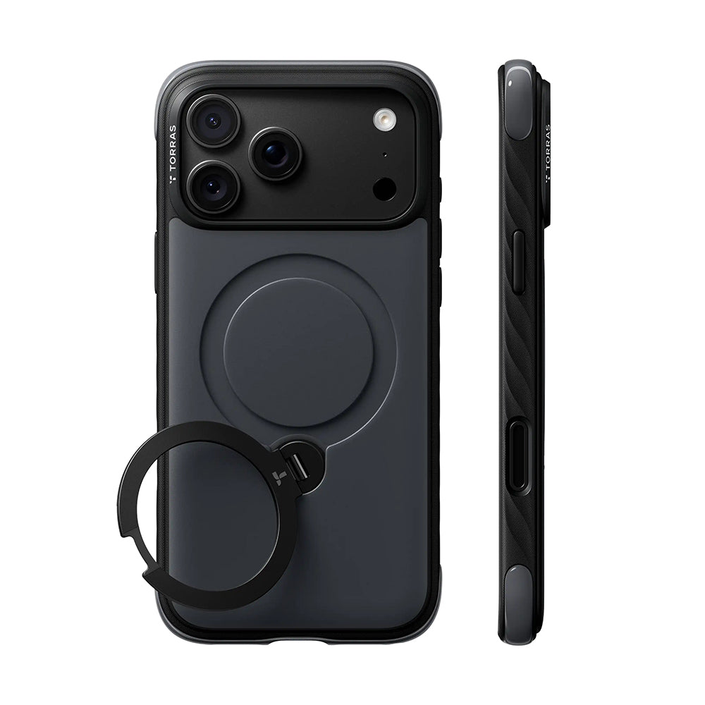 MagSafe ovitek za Apple iPhone 18 Pro Max / 17 Pro Max, Torras, Ostand Q3 Rugged, Črn