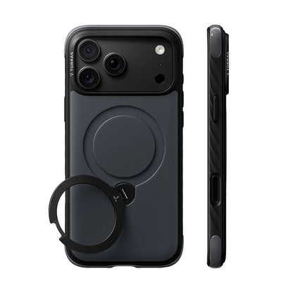 MagSafe ovitek za Apple iPhone 18 Pro Max / 17 Pro Max, Torras, Ostand Q3 Rugged, Črn