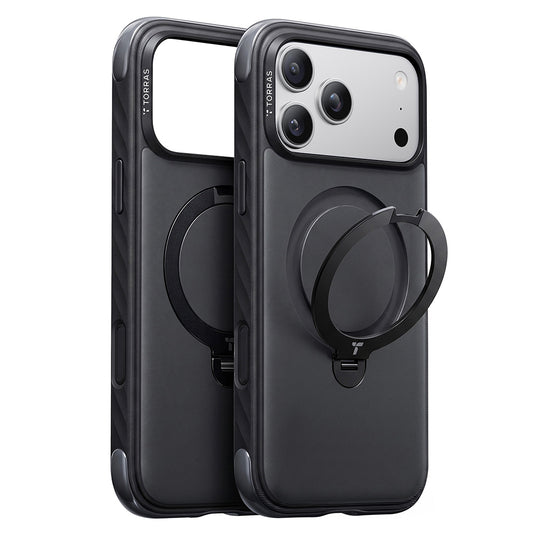MagSafe ovitek za Apple iPhone 18 Pro Max / 17 Pro Max, Torras, Ostand Q3 Rugged, Črn