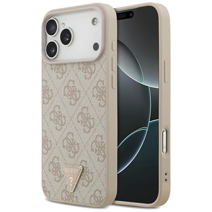 Ovitek MagSafe za Apple iPhone 18 Pro Max, Guess, 4G Triangle Strass, Roza