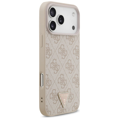Ovitek MagSafe za Apple iPhone 18 Pro Max, Guess, 4G Triangle Strass, Roza