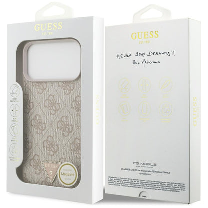 Ovitek MagSafe za Apple iPhone 18 Pro Max, Guess, 4G Triangle Strass, Roza