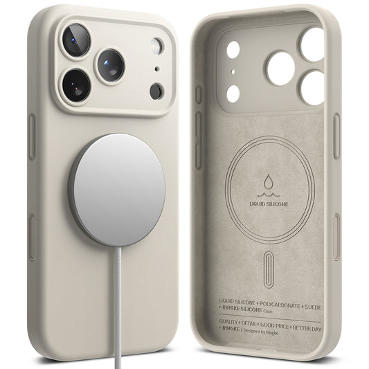 Ovitek MagSafe za Apple iPhone 18 Pro, Ringke, Silikon, Krem