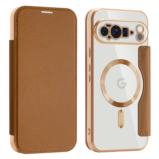 MagSafe ovitek za Google Pixel 10 Pro XL, Techsuit, SmartMag Book, rjav