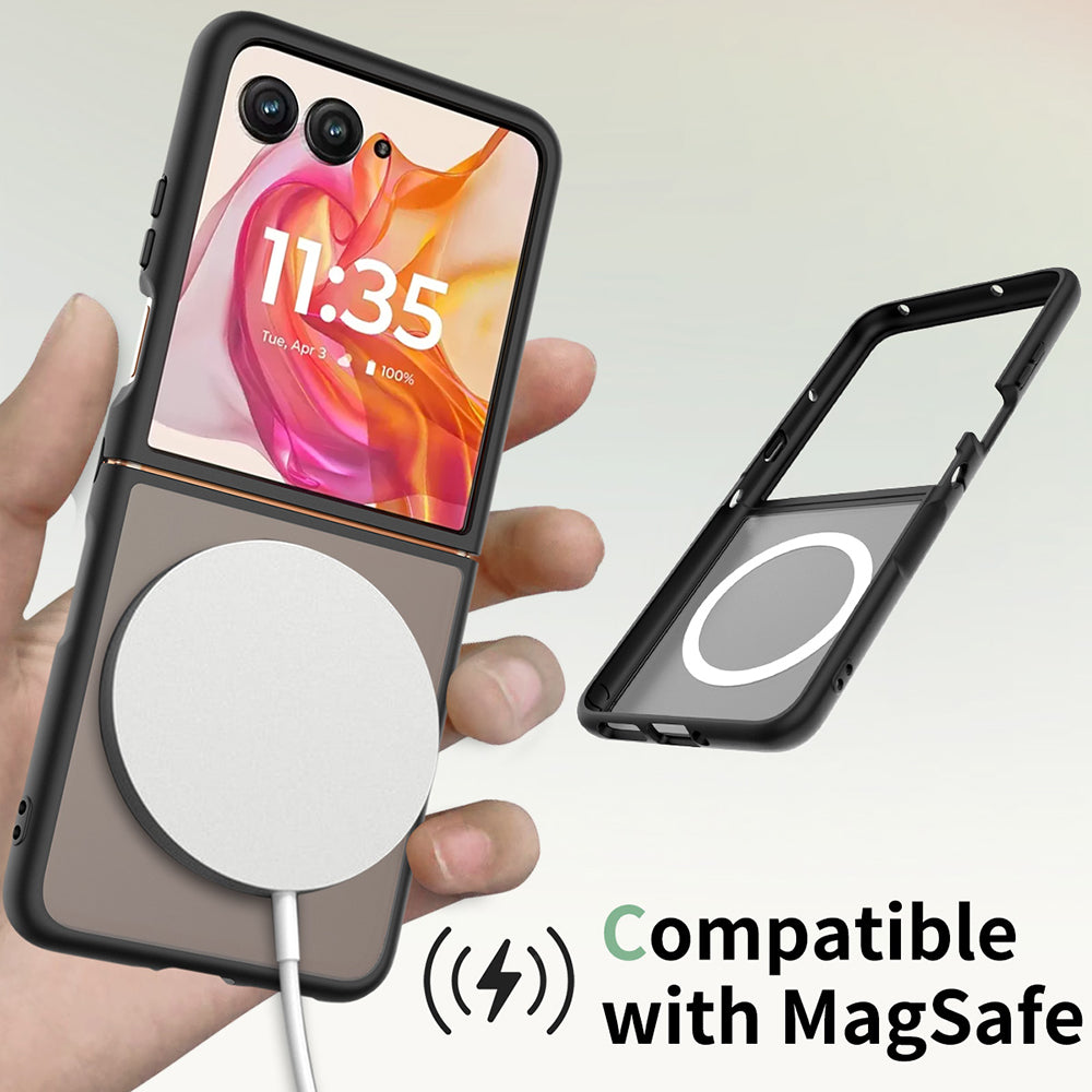 MagSafe ovitek za Motorola Razr 70 Plus / Razr 50 Ultra, Techsuit, PureFrost, Črna satenasta