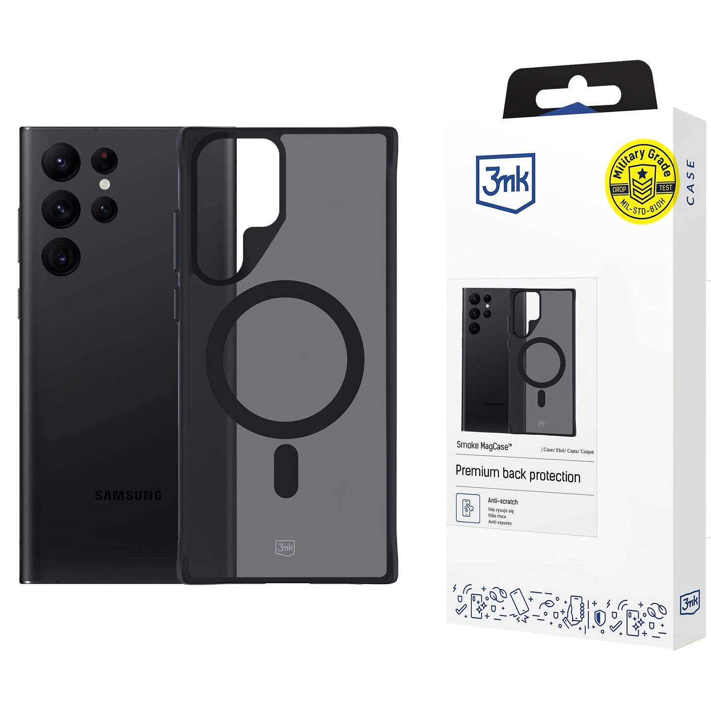 MagSafe Case for Samsung Galaxy S22 Ultra 5G S908, 3MK, Smoke MagCase, Black 