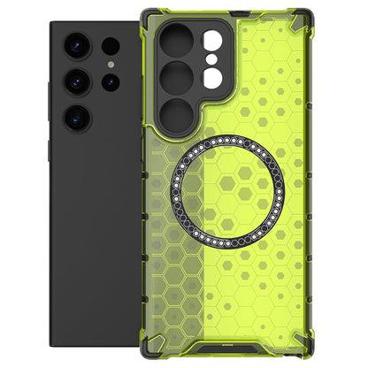 Ovitek MagSafe za Samsung Galaxy S25 Ultra S938, Techsuit, HoneyComb Shield, Zelen