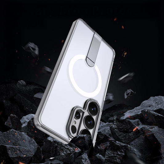 MagSafe ovitek za Samsung Galaxy S26 Ultra S948, Hybrid Armor, X z nosilcem, Prozoren