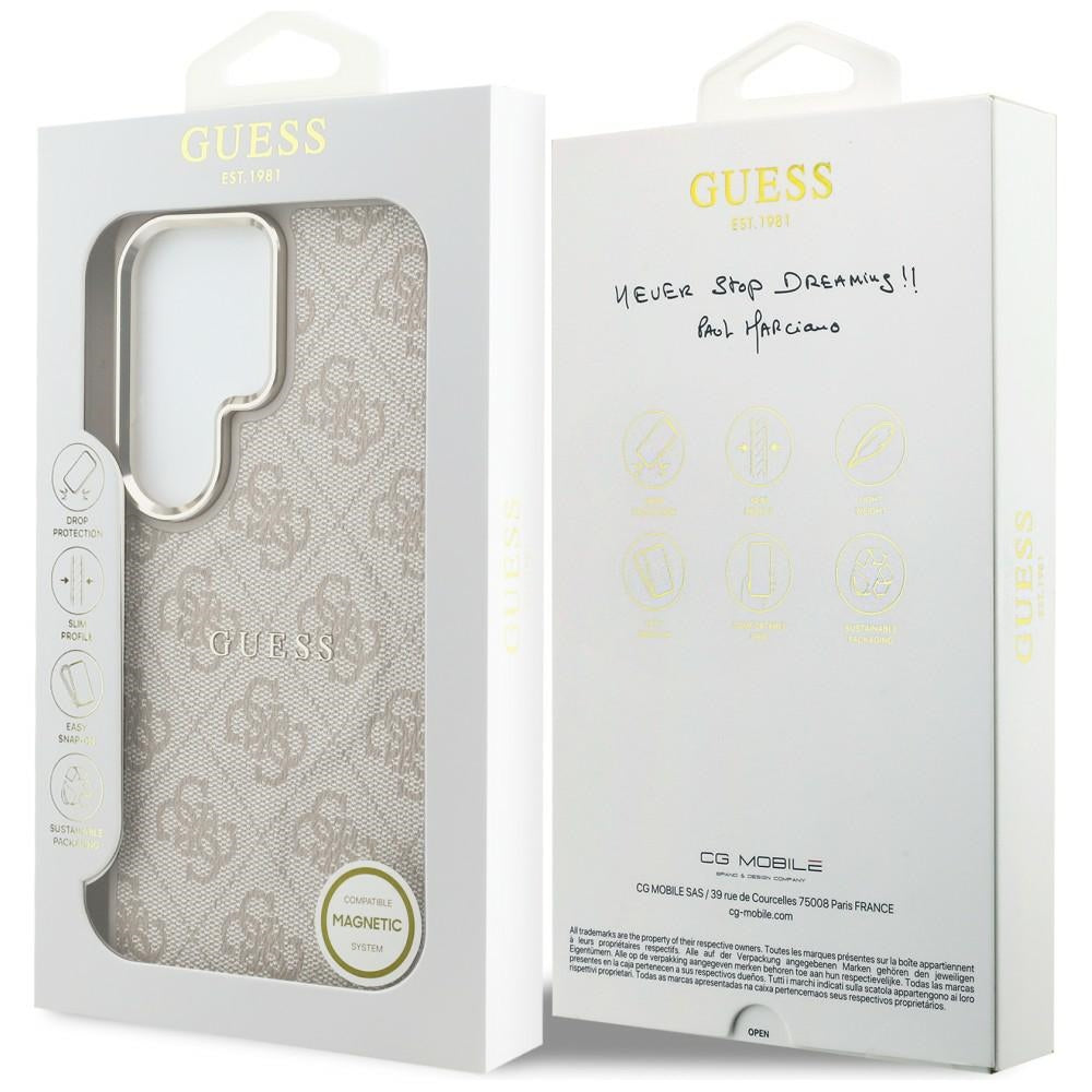 Ovitek MagSafe za Samsung Galaxy S26 Ultra S948, Guess, 4G Embossed Ring, Roza