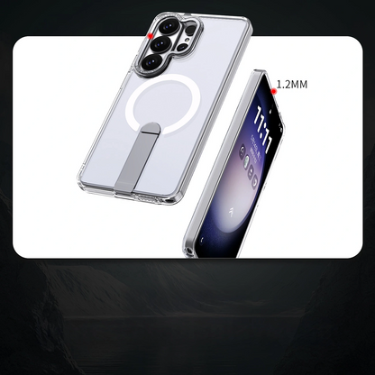 MagSafe ovitek za Samsung Galaxy S26 S942, Hybrid Armor, X s stojalom, Prozoren