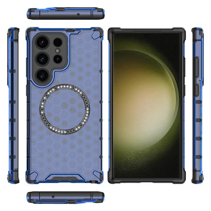 MagSafe ovitek za Samsung Galaxy S24 Ultra S928, Techsuit, HoneyComb Shield, modra