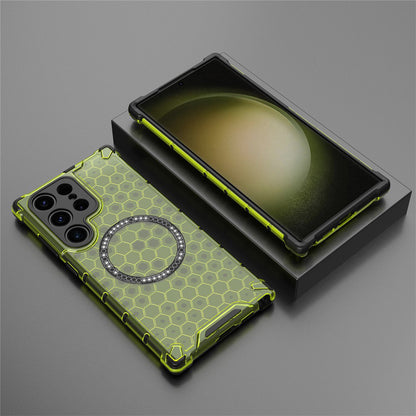 Ovitek MagSafe za Samsung Galaxy S25 Ultra S938, Techsuit, HoneyComb Shield, Zelen