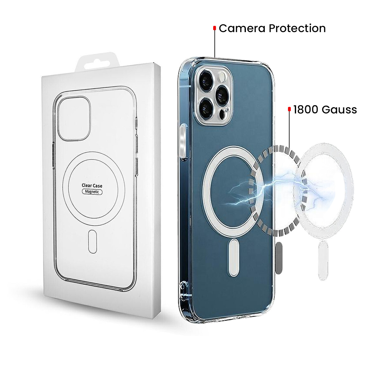 MagSafe Case for Samsung Galaxy S24 S921, OEM, 1800 Gauss, Transparent
