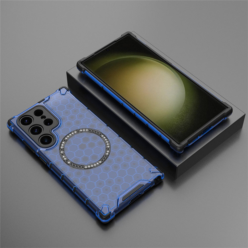 MagSafe ovitek za Samsung Galaxy S25 Ultra S938, Techsuit, HoneyComb Shield, modra