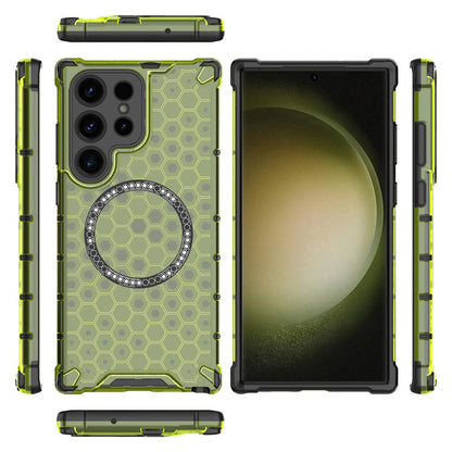 Ovitek MagSafe za Samsung Galaxy S25 Ultra S938, Techsuit, HoneyComb Shield, Zelen
