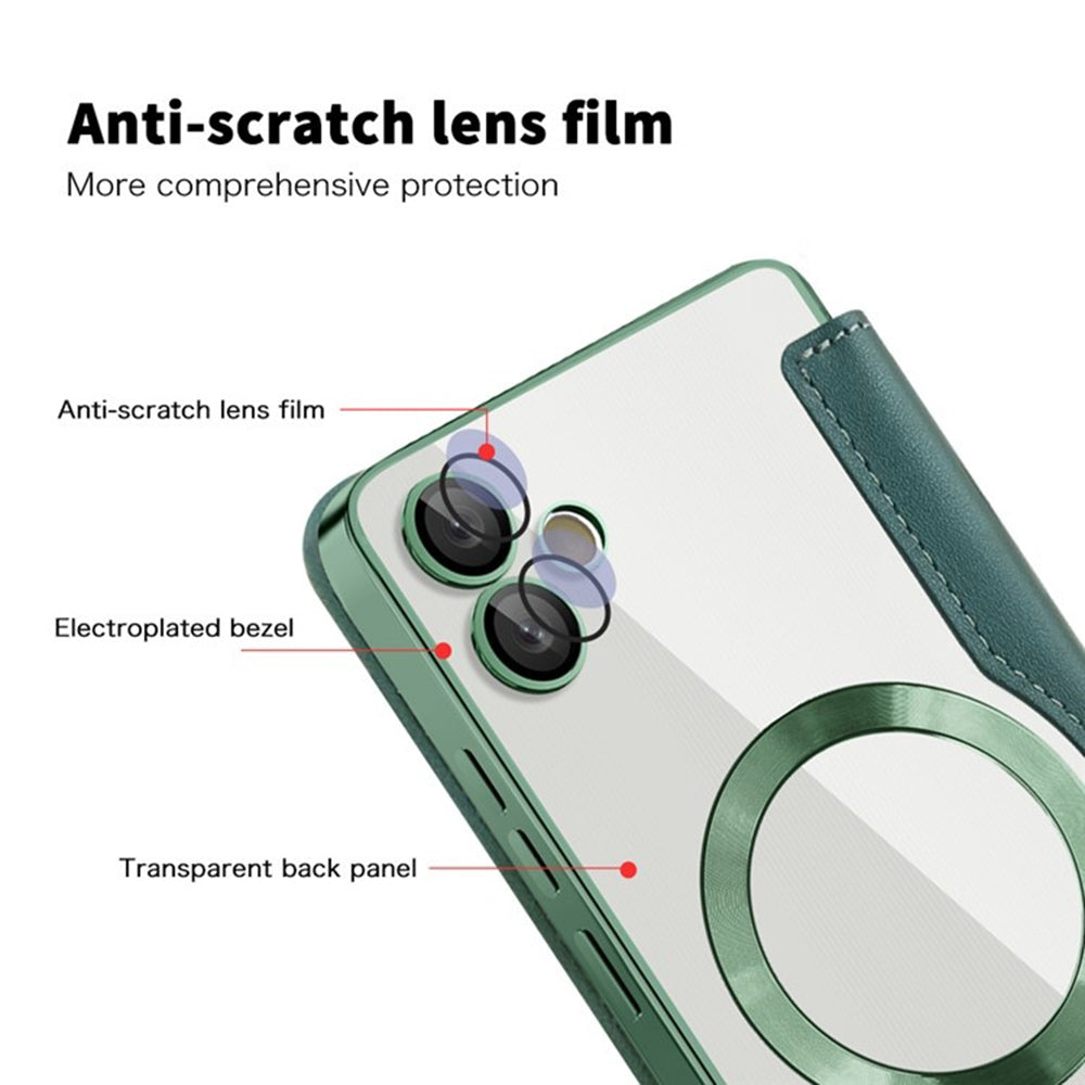 MagSafe ovitek za Samsung Galaxy A05 A055, Techsuit, SmartMag Book, Zelen