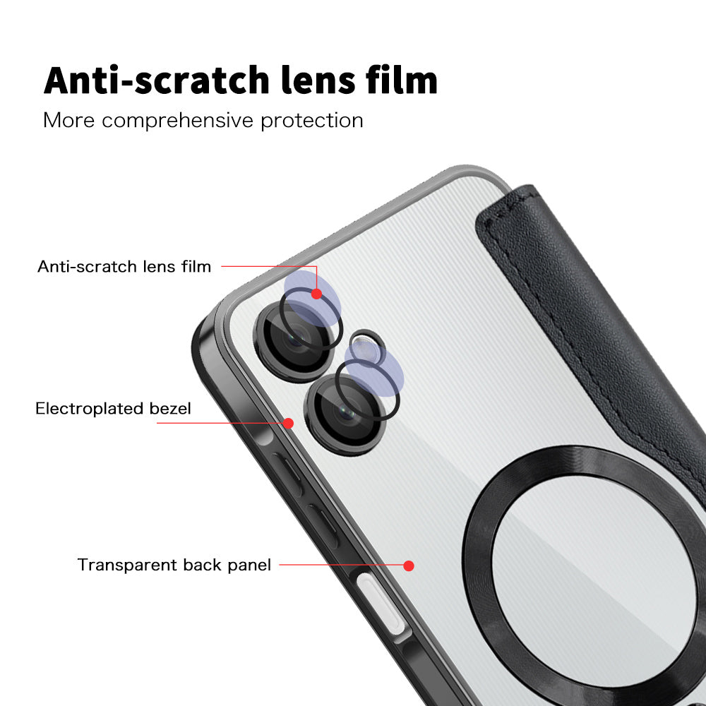 MagSafe ovitek za Samsung Galaxy A06 A065, Techsuit, SmartMag Book, Črn
