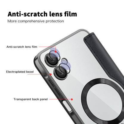 MagSafe ovitek za Samsung Galaxy A06 A065, Techsuit, SmartMag Book, Črn