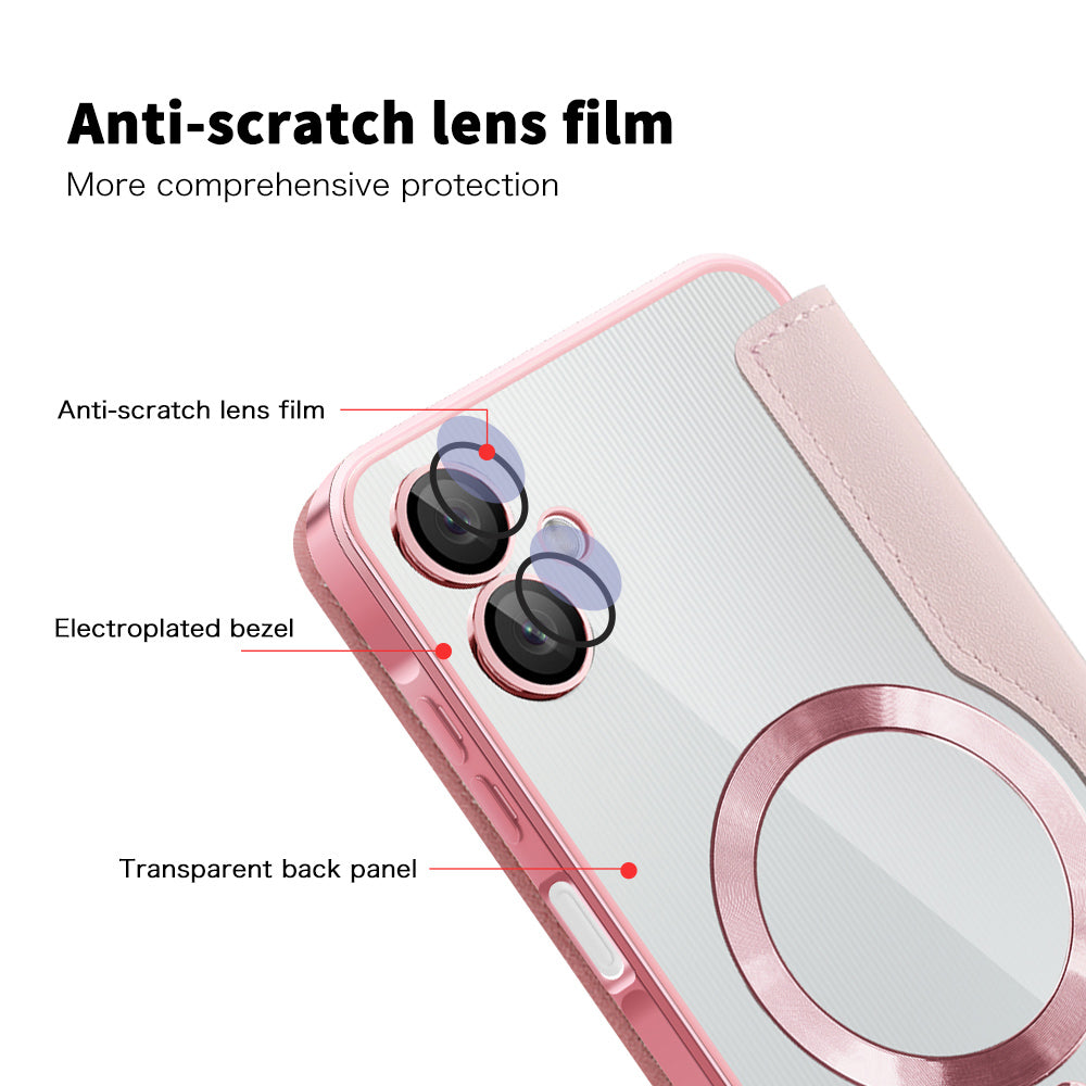 MagSafe ovitek za Samsung Galaxy A06 A065, Techsuit, SmartMag Book, roza