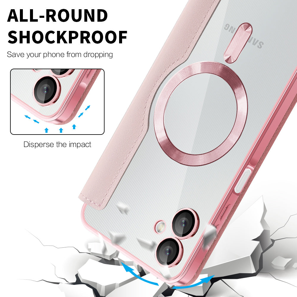 MagSafe ovitek za Samsung Galaxy A06 A065, Techsuit, SmartMag Book, roza