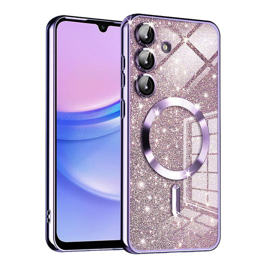 MagSafe ovitek za Samsung Galaxy A15 5G A156 / A15 A155, Techsuit, Luxury Glitter, Svetlo vijolična