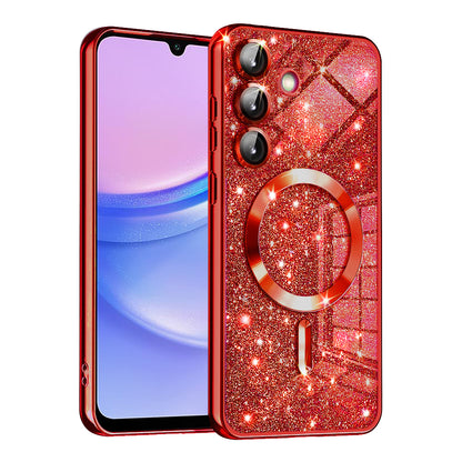 MagSafe Case for Samsung Galaxy A15 5G A156 / A15 A155, Techsuit, Luxury Glitter, Red