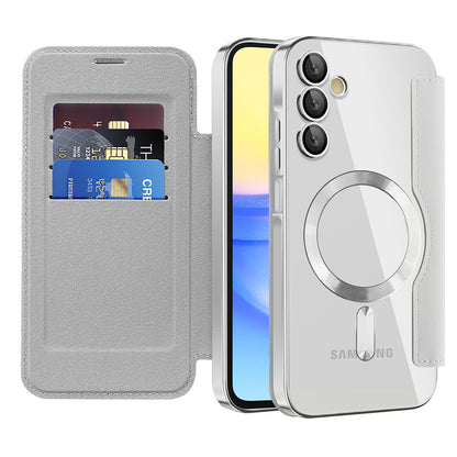 MagSafe ovitek za Samsung Galaxy A15 5G A156 / A15 A155, Techsuit, SmartMag Book, Siva