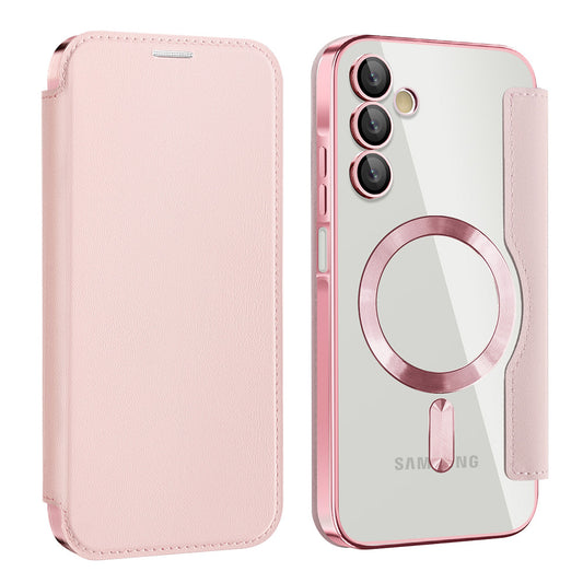 MagSafe ovitek za Samsung Galaxy A15 5G A156 / A15 A155, Techsuit, SmartMag Book, roza