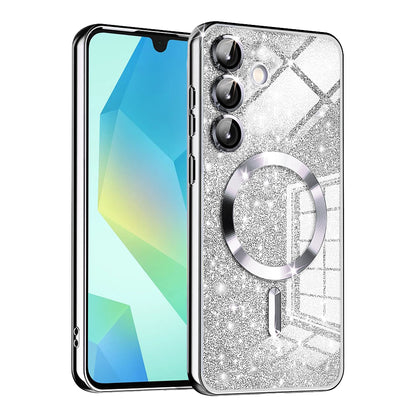 MagSafe ovitek za Samsung Galaxy A16 5G A166 / A16 4G A165, Techsuit, Luxury Glitter, Srebrn